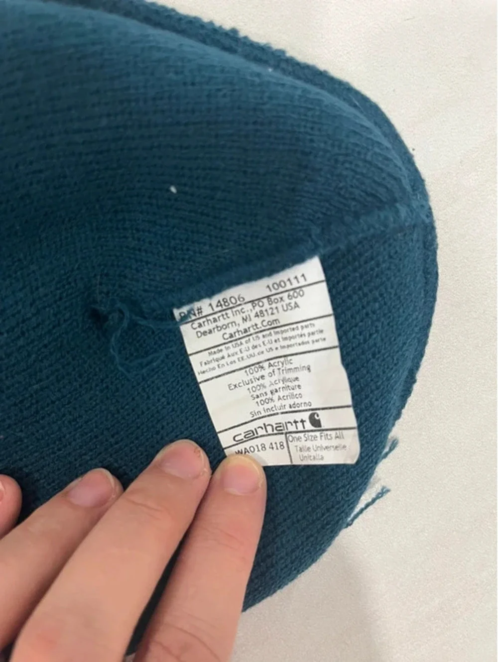 Carhartt turquoise beanie warm hat